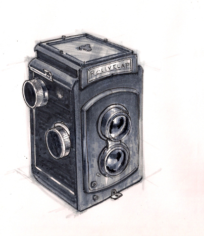 Marker sketch of Twin Lens Reflex camera